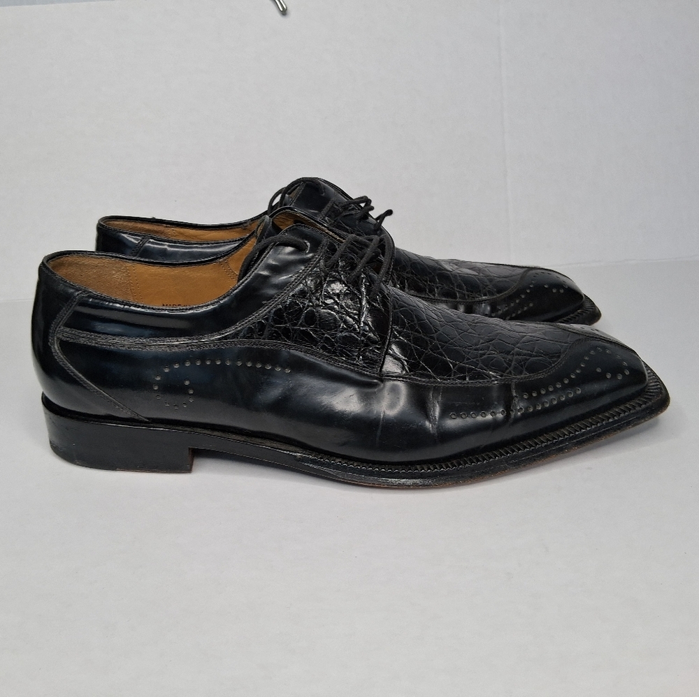 City Slicker Shoes Genuine Crocodile Leather Dress Shoe Mens Size 10.5 Black